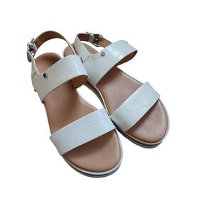 Marc Fisher White Cork Slingback Strap Sandals